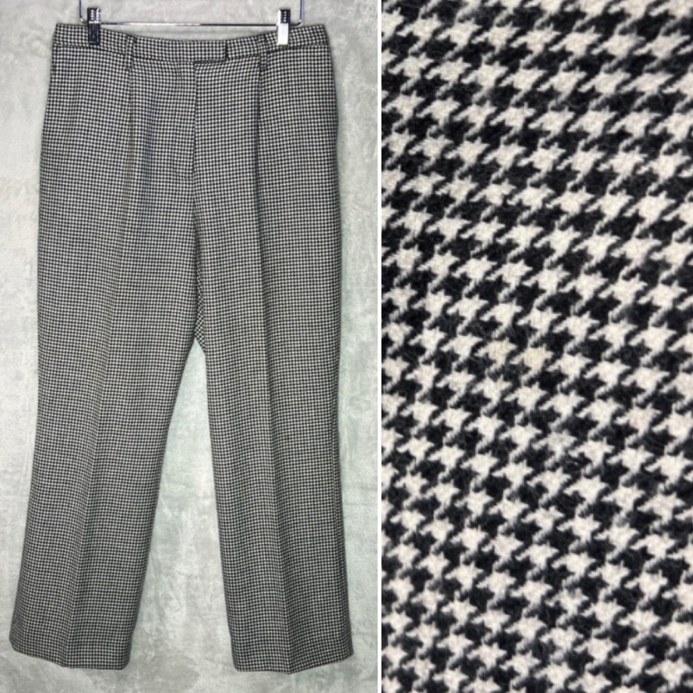 Pendleton 100% Virgin Wool Houndstooth Dress Pants Womens 8 old money chic 30x28